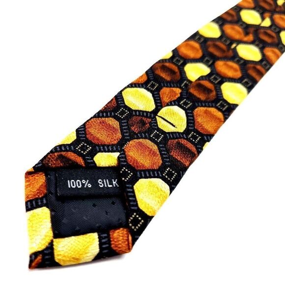 Zianetti Autumn Brown Orange Colored Silk Woven Short Dots - Picture 5 of 6